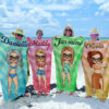 Tropical Chibi Summer Vacation - Personalized Beach Towel - Gift For Bestie