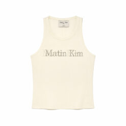 VINTAGE LOGO PRINTING SLEEVELESS TOP IN WHITE