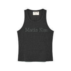 VINTAGE LOGO PRINTING SLEEVELESS TOP IN CHARCOAL