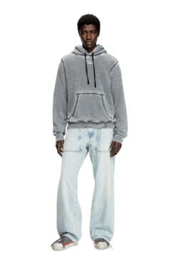 Burnout hoodie with metal-look logo