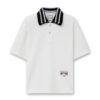 White Knitted Collar Polo Shirt