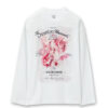 화이트 플라워 백로고 롱슬리브 티셔츠