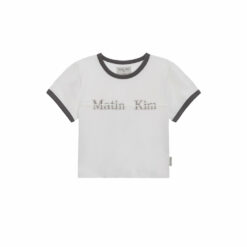 CUTTED LOGO RINGER CROP TOP IN WHITE