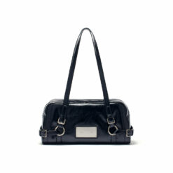 BIKER DETAIL MEDIUM SHOULDER BAG IN BLACK