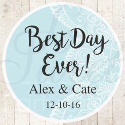 Wedding Favor Stickers Blue Set of 24