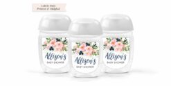 Blush Pink and Navy Floral Hand Sanitizer Labels