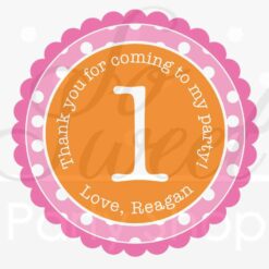 1st-birthday-favor-sticker-labels-thank-you-stickers-birthday-favors-girls-1st-birthday-orange-pink-and-white-polkadots-set-of-24