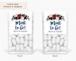 Wedding Favor Mint Labels Burgundy Floral Set of 24