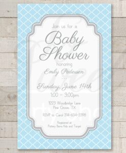 Baby Shower Favor Sticker Labels Blue and Gray