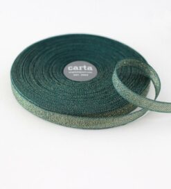 shimmering open weave fabric strip emerald gold